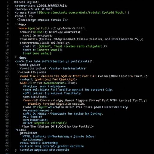 HTML code snippet showcasing semantic HTML tags like article, nav, and aside