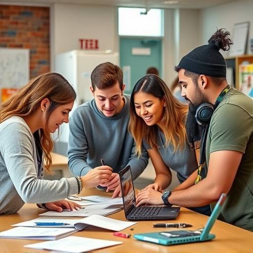 Students collaborating on a project at The Beacon of Learning Academy