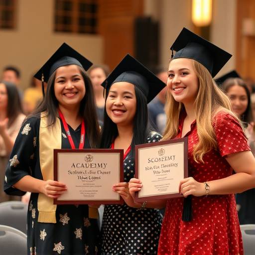 Students receiving scholarship awards at an academy event